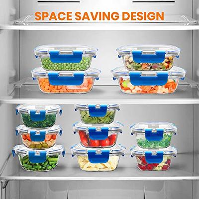 Glass Food Storage Set w/Leakproof Lids, Freezer/ Oven Safe 24-Pc