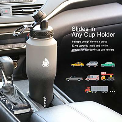 SENDESTAR Water Bottle 32oz,2 Lids(Straw lid),Wide Mouth Stainless Steel  Vacuum Insulated Double Wall Keep Liquids Cold or Hot All Day,Sweat Proof  Sport Design,Fit Car Cup Holder(Gray&Black) - Yahoo Shopping