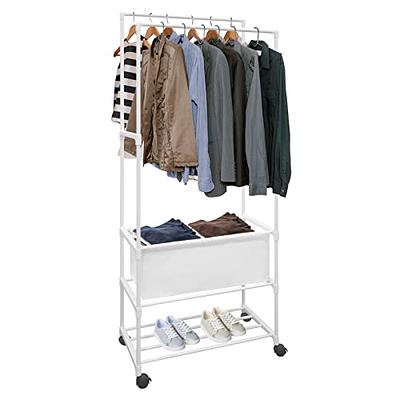 Double Rod Clothing Garment Rack,Rolling Hanging Clothes Rack