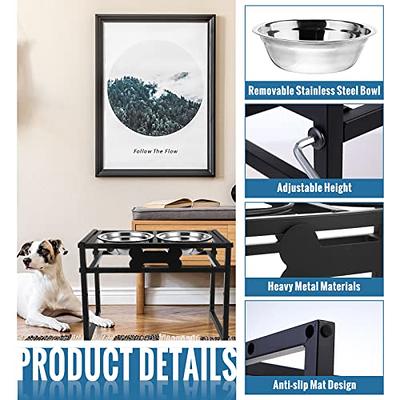 Elevated Dog Bowls, Adjustable Metal Stand with Stainless Steel