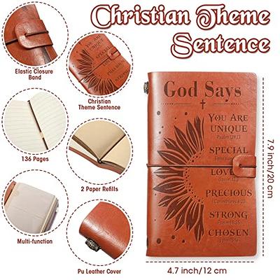 Qilery 12 Pieces Inspirational Leather Journals Vintage