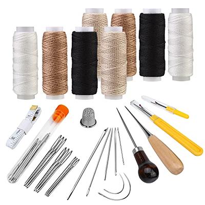 55Yards Waxed Thread with 7 Pcs Leather Needles for Hand Sewing 150D Flat  Sewing Waxed Thread