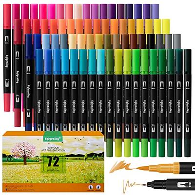 sunacme Art Supplier Dual Brush Markers, 110 Artist Fineliner & Brush Tip  Pens with Premium Case for Adults Coloring Books & Kids Journal, Drawing