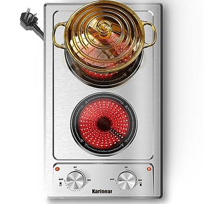 MegaChef Dual Burner Electric Infrared Cooktop Buffet Range Steel