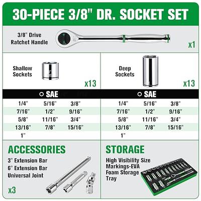 DURATECH Extra Long Flex-Head Ratcheting Wrench Set, Double Box End Wrench  Set, 5-Piece, SAE, 5/16 to 13/16, CR-V Steel, with EVA Foam Tool