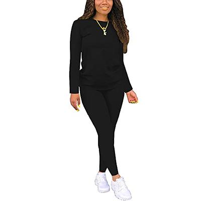 Nimsruc Two Piece Outfits For Women Sweatsuits Sets Casual Jogging Suit  Matching Athletic Clothing Fashion Tracksuit Black L - Yahoo Shopping