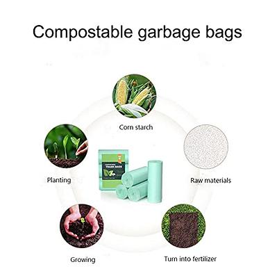 1.2 gallon small trash bags garbage bags, mini compostable strong bathroom  wastebasket can liners trash bags for home office kitchen fit 5 liter 5l,1  gal,green 