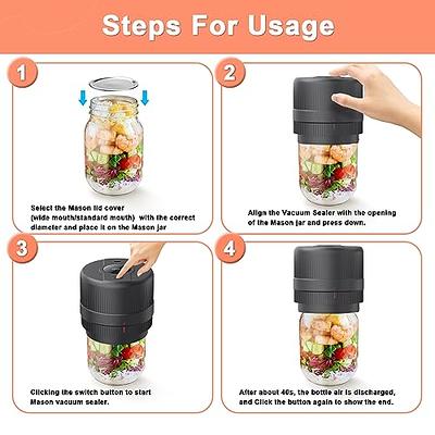 Electric Mason Jar Vacuum Sealer-Mason Jar Vacuum Sealer Kit for Food Storage Compatible Wide & Regular Mouth Mason Lids- Canning Vacuum Sealer