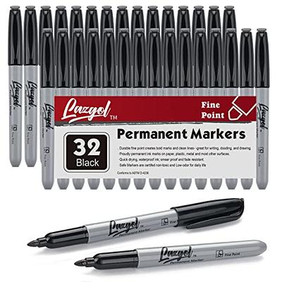 LAZGOL Permanent Markers Bulk, 32 Pack Black Permanent Marker Set