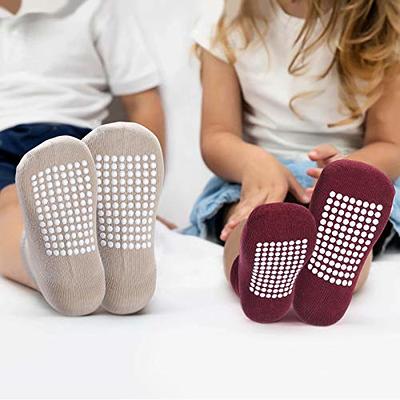 JAKIDAR 12 Pairs Baby Socks Cotton Crew Toddler Socks Grips Non Slip Bottom  Kids Socks, Brown 12-24M - Yahoo Shopping