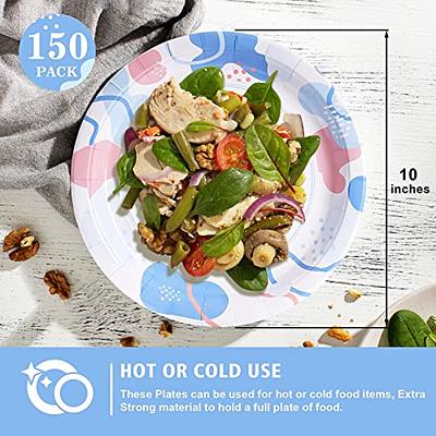 JOLLY CHEF Disposable Paper Plates 10 inch 140 Count, Soak Proof