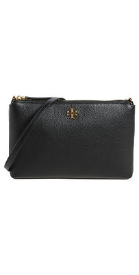 Tory Burch Women's Mercer Pebbled Wallet Crossbody, Black, One Size:  Handbags