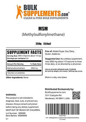 BulkSupplements MSM Powder (Methylsulfonylmethane) - 3 Grams per Serving