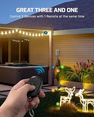 DEWENWILS Outdoor Remote Control Outlet, Wireless Remote Outlet Power  Switch, Weatherproof 15 A Heavy Duty Electrical Plug, 3 Grounded Outlets  for String Lights, 100Ft Range, UL Listed 