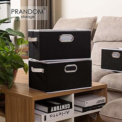 PRANDOM Extra Large Collapsible Storage Bins with Lids [3-Pack] Linen  Fabric Foldable Storage Baskets Boxes Organizer Containers Cube with Cover  for