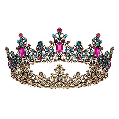 Chanaco Queen of Hearts Crown Red Rhinestone Princess Tiara Headband Gothic  Crowns for Women Headpiece Accessories for Halloween Costume Birthday