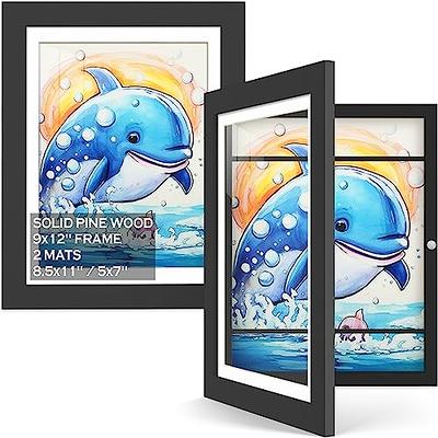 Golden State Art, 16x20 Picture Frames with Mat for 11x14 or 16x20 Photo,  Composite Wood Glass Frame for Wall (Blue, 2 Pack)