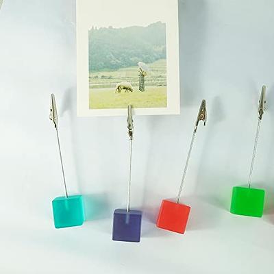  10 pcs Cube Base Picture Holders with Clip, Cute Polaroid  Desktop Photo Paper Clip Stand for Paper Name Place Card Postcard Memo Menu  Note Picture Christmas Wedding Number Card Display 