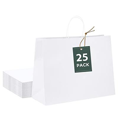 8x4.75x10 100 Pcs White Kraft Paper Bags, Shopping, Mechandise, Party, Gift