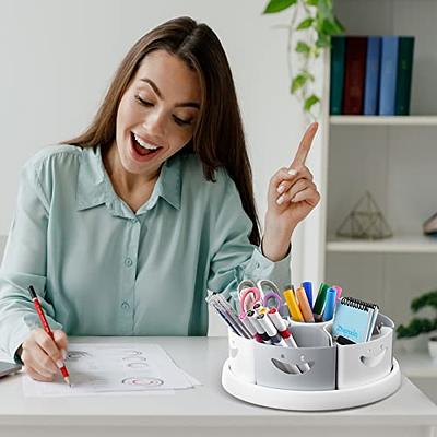 Rotating Acrylic Pen Holder Pencil Organizer, 360-Degree Rotate Crayon Organizer for Kids Marker Holder Caddy Art Supply Organizer, Kids Desk