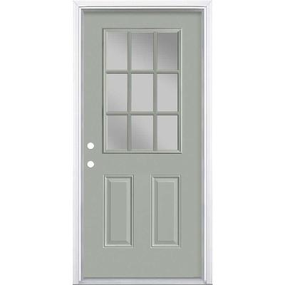 36 in. x 80 in. Chatham 3/4 Oval-Lite Left Hand Inswing Painted Steel  Prehung Front Door with Brickmold, Vinyl Frame