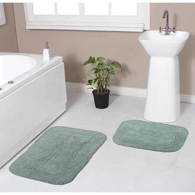 Home Weavers Inc Gradiation Collection Green Stripe Cotton 3 Piece Bath Rug Set