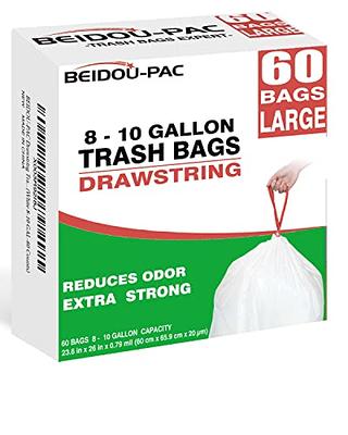 SONGMICS Small Garbage Bags for 6.6 Gallon Garbage Cans, Drawstring Garbage  Bags, Liner Code 025A01, 2 Rolls, 80 Count, White UKRB025A02