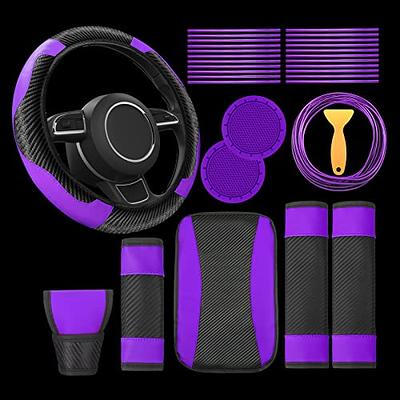 30 Pcs Car Accessories Set PU Leather Steering Wheel Cover Anti Slip  Steering Wheel Protector Car