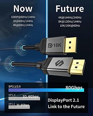 IVANKY TV-out Cable DisplayPort Cable 1.4, 8K DP Cable 6.6ft [8K@60Hz,  4K@144Hz, 1080P@240Hz], Support HBR3, 32.4Gbps, HDCP 2.2, HDR, Compatible  for Gaming Monitor, TV, PC, Laptop and More - IVANKY 