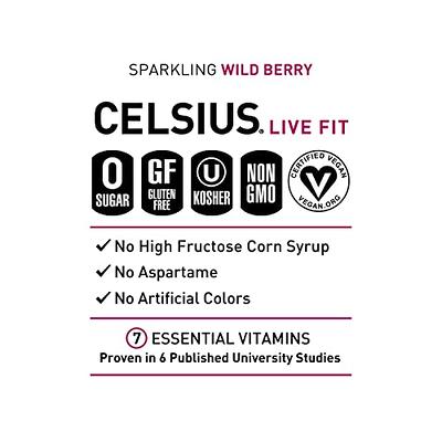 CELSIUS Sparkling Wild Berry, Functional Essential Energy Drink 12 Fl Oz  (Pack of 12)