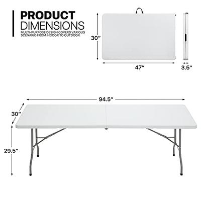 Byliable Folding Table 6ft Portable Heavy Duty Plastic Fold-in-Half Utility  Foldable Table Plastic Dining Table Indoor Outdoor for Camping, Picnic and