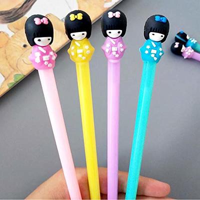 sencoo 24 pack Cute Cartoon Gel Blue Ink Pens Assorted Style Writing Pens  for Kiddie Birthday Present School Prize Student Gift Fun Girls Kiddie Pens