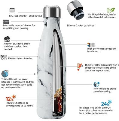 BJPKPK Kids Water Bottle with Straw Lid, 15oz Stainless Steel