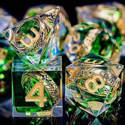 OUKELANWO Lord of the Rings Magic Resin DND Dice Set D&D, Green Sharp Edge  Polyh