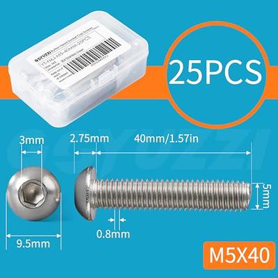 M5 x 40mm Button Head Socket Cap Screws Bolts, Stainless Steel 304