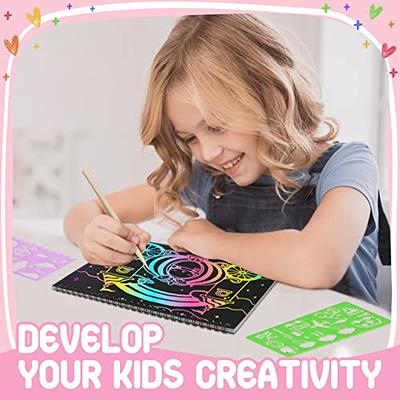 FEREDO KIDS Scratch Art Drawing Paper Set: Rainbow Scratch Art for Kids  Black Drawing Paper for Girls Boys 3-12 Year Old Party Favor Easter  Christmas Birthday Gift Games Activity Toy Gifts Set