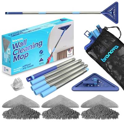 TIMIVO Baseboard Cleaner Tool with Handle,Wall Cleaner with Extension Pole  and 4 Reusable Cleaning Pads. Mop Quickly Clean Walls, Baseboards and