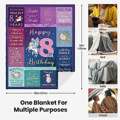 Solzien 8 Year Old Girl Birthday Gift Ideas Blanket 60x50, Best Gifts for 8  Year Old Girls, 8th Birthday Gifts for Girl, Birthday Gifts for 8 Year Old  Girl, 8th Birthday Decorations