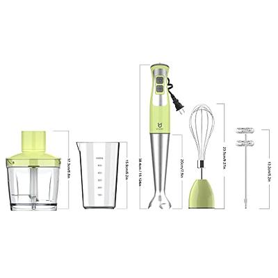 Hand Blender Stick Blender Milk Frother Egg Whisk with 500ml Food Grinder/  600ml Container