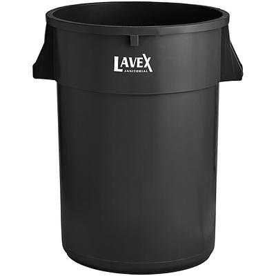 Toter 32 Gallon Dark Gray Granite Rotational Molded Round Trash Can with  Black Lid