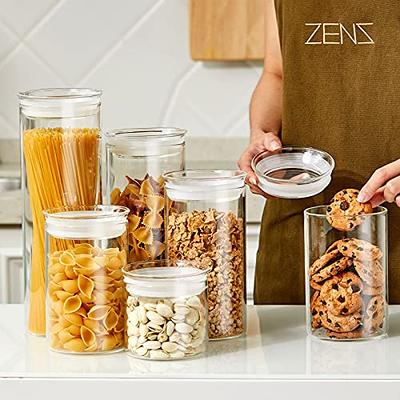 Clear/Acacia Top Glass Kitchen Canisters (3-Piece Set)