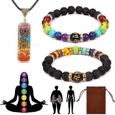 7 Chakra Necklace and Bracelet Jewelry Set for Men Women