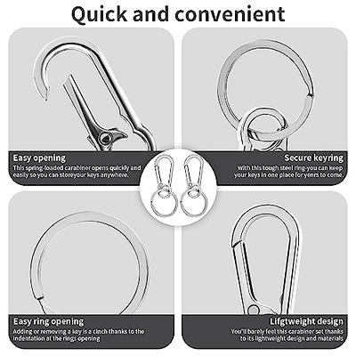 WLLHYF 8 Pcs Carabiner Clip Stainless Steel Spring Snap Hooks