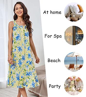 IZZY + TOBY Cotton Nightgowns for Women Long Lightweight Short Sleeves  Ladies Soft Nightdress Pajamas