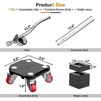 Ronlap RLPT01BK-4P Furniture Dolly for Moving, Interlocking Moving