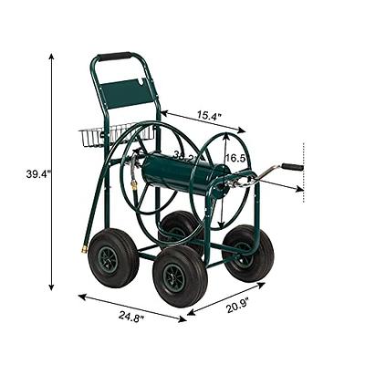  Garden Hose Reel Cart with Wheels, Holds 300-Feet of 5/8-Inch  Hose, Heavy Duty Yard Water Planting 4 Wheels Outdoor Garden Lawn Water  Truck with Storage Basket,Black : Patio, Lawn & Garden