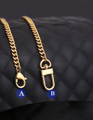 8mm 24K Gold Plated Bag Chain, Copper and Caviar Leather Purse