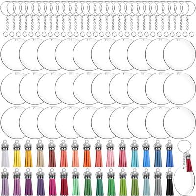 Duufin 72 Pieces Key Ring Acrylic Blanks Keychain Tassels Set 3