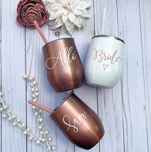 Bridesmaid Proposals 12 oz set of 1 Stainless Steel Monogram Wine Tumbler Personalized Wine Tumblers Bachelorette gifts Wine Tumbler