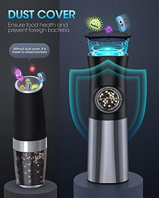Gravity Electric Salt and Pepper Grinder Set, Automatic Upgraded Pepper and Salt  Mill with Charging Base, Adjustable Coarseness and LED Light, One Hand  Operatio… in 2023